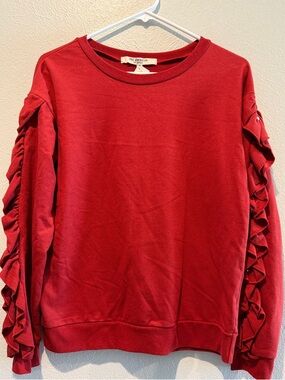 Free Generation Crimson Ruffle-Sleeve Sweatshirt. PTP 20”. Length 24”